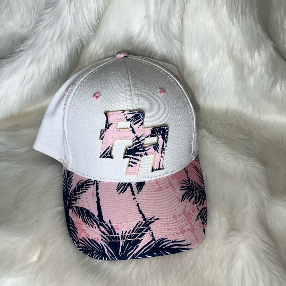 Puerto Rico Pink and White Cap with Palm Tree Design